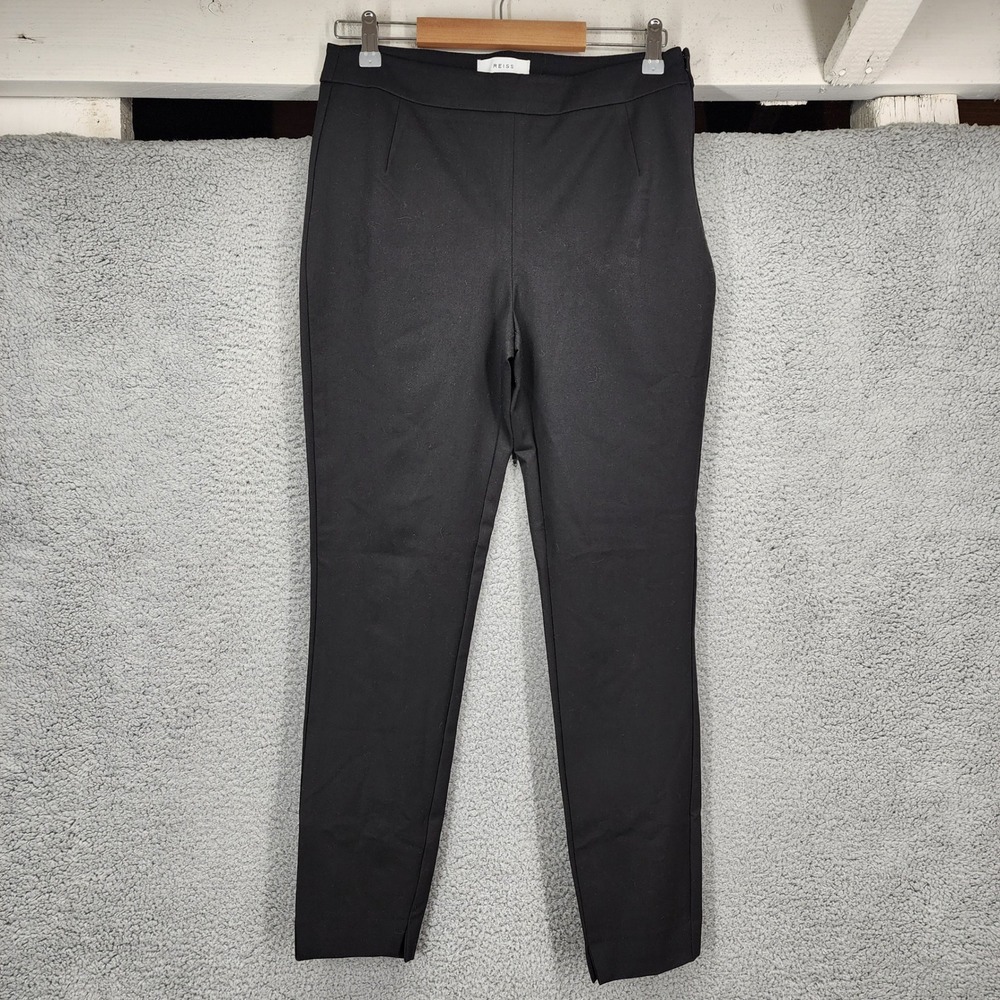 Reiss‎ Tyne Black Skinny Tailored Trousers Side Zip Pants Womens Size 8 USA